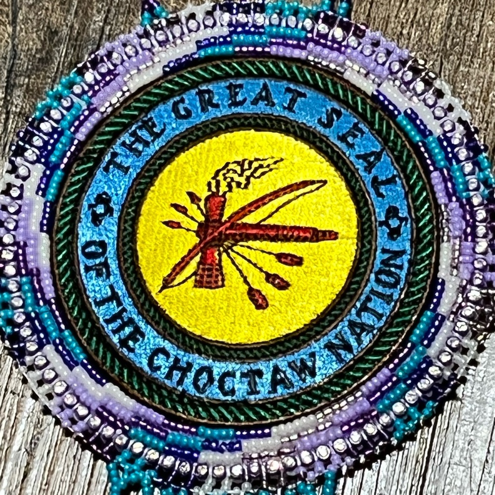 Hand. Beaded medallion Choctaw Nation Oklahoma